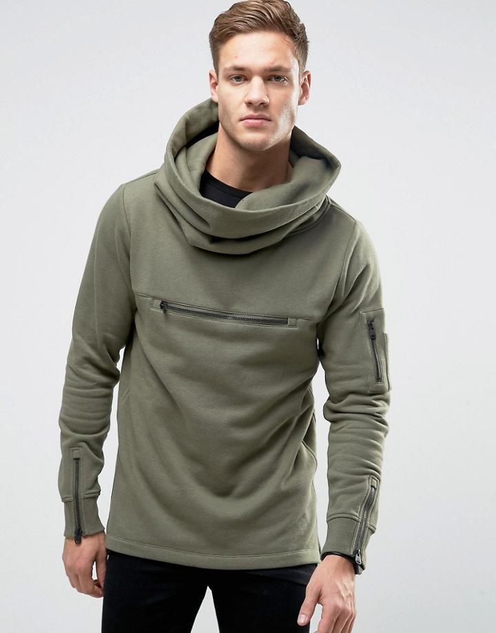 Jack & Jones Core Funnel Neck Sweatshirt - Green