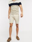 Asos Design Slim Smart Shorts In Stone-neutral