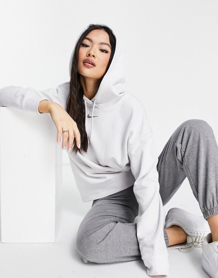 Nike Revival Oversized Fleece Hoodie In Pale Gray