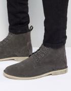 Asos Desert Boots In Gray Suede With Leather Detail - Gray