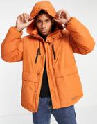 Topman Tech Short Parka In Orange