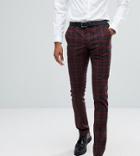 Noose & Monkey Tall Super Skinny Pants In Plaid Check - Red