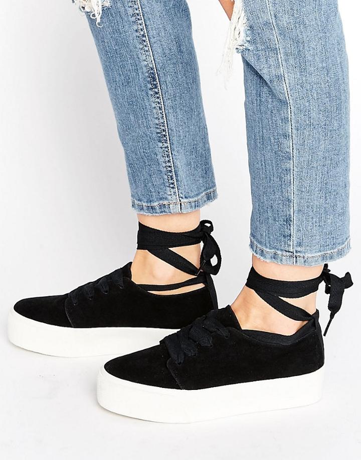 Asos Denver Tie Leg Sneakers - Black
