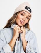 Calvin Klein Jeans Monogram Logo Beanie In Pink
