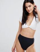 Asos High Leg High Waist Bikini Bottom Black - Black