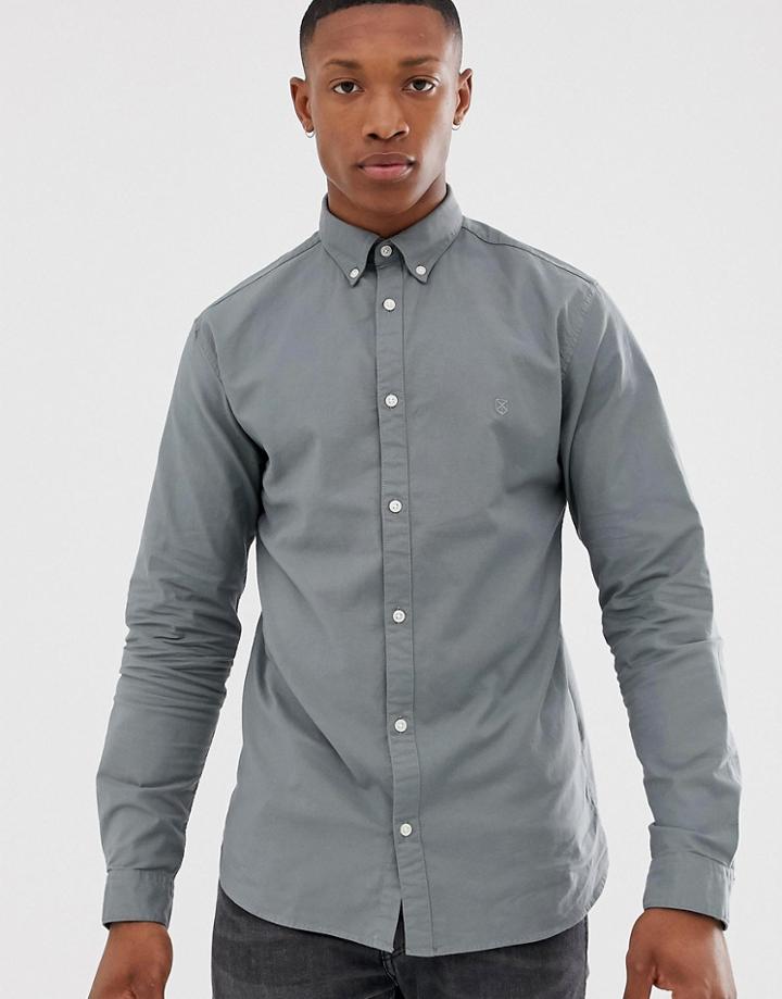 Jack & Jones Premium Slim Fit Stretch Oxford Shirt In Light Green - Green