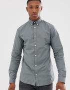 Jack & Jones Premium Slim Fit Stretch Oxford Shirt In Light Green - Green