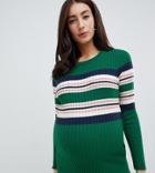 New Look Maternity Ribbed Stripe Detail Jumper - Green