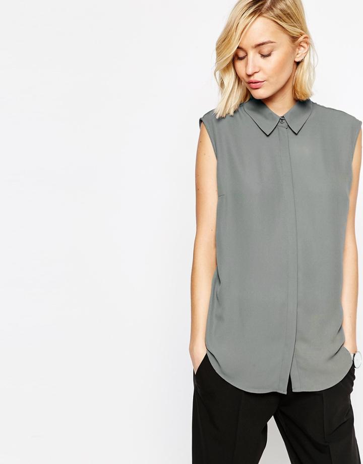 Asos Sleeveless Blouse - Charcoal