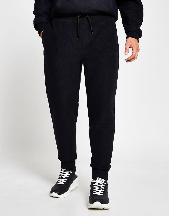 River Island Fleece Sweatpants-black