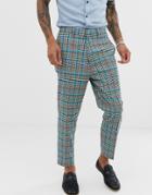 Asos Design Tapered Suit Pants With Color Pop Check-gray