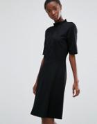 B.young High Neck Dress With Lace Front - Black