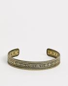 Asos Design Roman Numeral Bangle In Burnished Gold