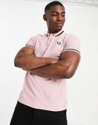 Fred Perry Abstract Tipped Polo In Pink