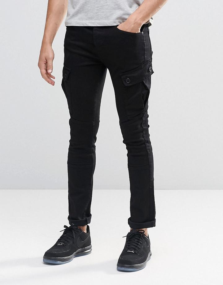 Loyalty & Faith Skinny Cargo Jean Black Wash - Black