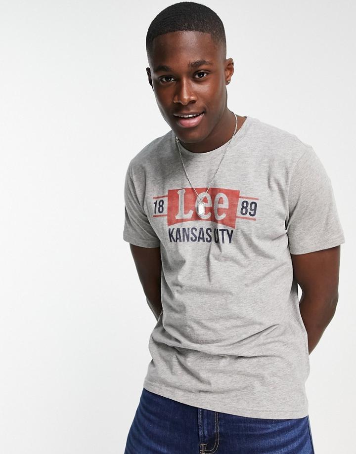 Lee Logo Crew Neck T-shirt-grey