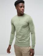 Troy Crew Neck Sweat In Washed Khaki - Green