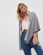Native Youth Lightweight Striped Kimono - Gray