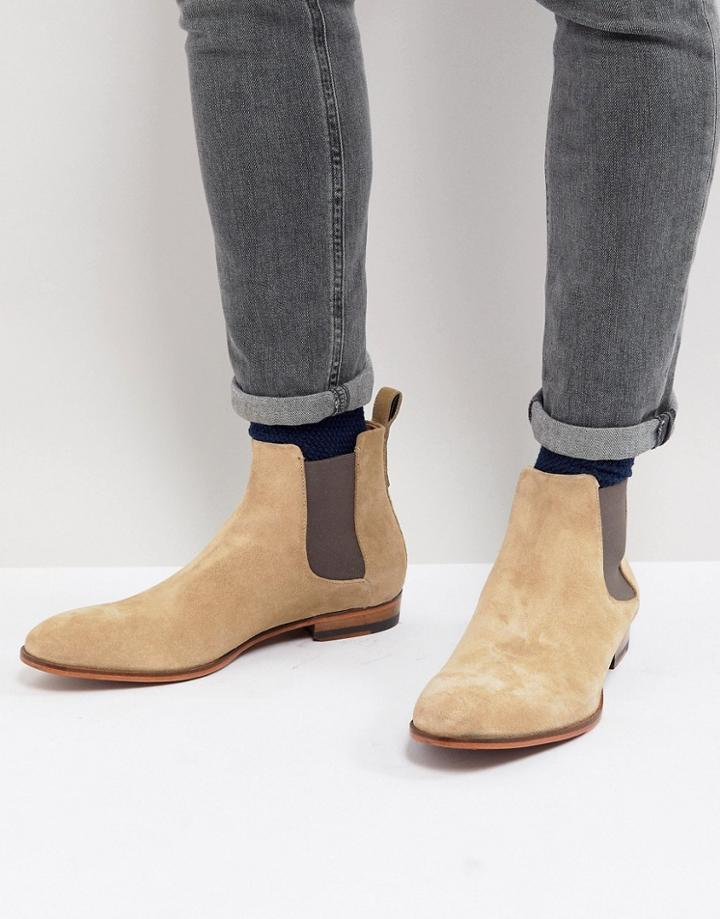 Hugo Suede Chelsea Boots In Beige - Beige