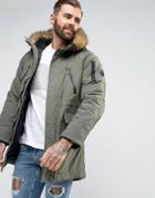 Nicce Zip Thru Puffer Jacket - Green