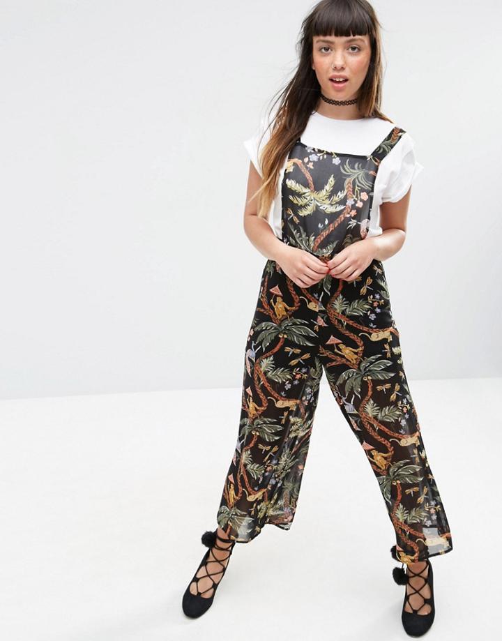 Asos Overall In Jungle Print - Multi