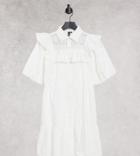 Influence Tall Frilled Shirt Dress With Broderie In White