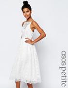 Asos Petite Premium Occasion Midi Dress In Geo Lace - White