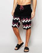 Asos Boardie Swim Shorts With Stripe - Black