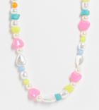 Reclaimed Vintage Inspired Unisex Necklace With Multicolour Beads In Faux Pearl