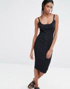 Missguided Popper Front Bodycon Dress - Black