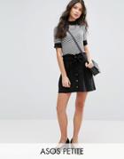 Asos Petite Button Through Linen Mini Skirt - Black
