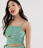 Glamorous Petite Wrap Tie Crop Top In Gingham