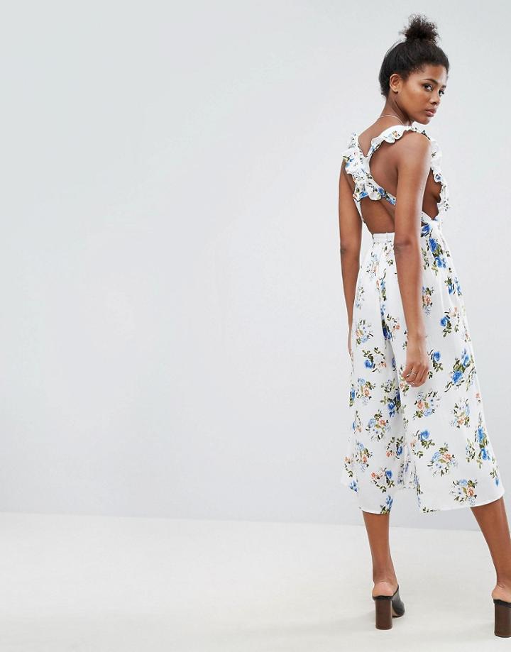 Unique21 Printed Cross Back Jumpsuit - Blue