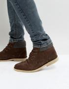 Asos Design Worker Desert Boots In Brown Suede