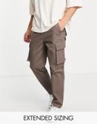 Asos Design Relaxed Skater Cargo Pants In Brown