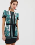 Oasis Shift Dress In Paisley Print - Green