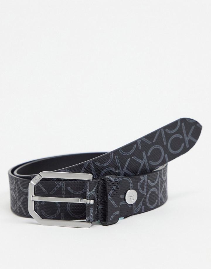 Calvin Klein Monogram Belt In Black