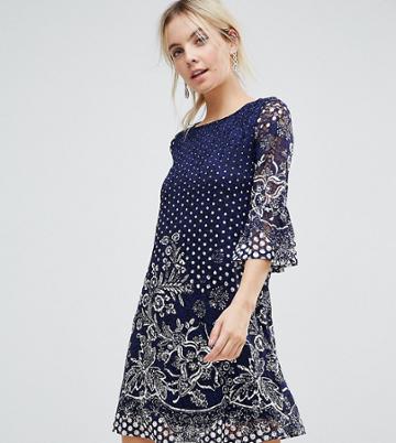 Uttam Boutique Petite Lace Printed Dress - Black