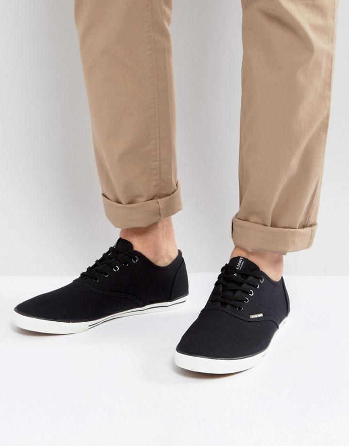 Jack & Jones Scorpion Canvas Sneakers In Black - Black