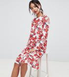 Y.a.s Tall Graphic Floral Frill Mini Shift Dress-multi