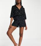 Esmee Beach Short With Tie Detail In Black Base Polka Dot-multi