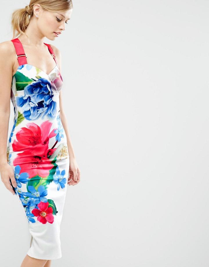 Ted Baker Alexie Dress In Forget Me Not Print - White