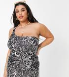 Reclaimed Vintage Inspired Plus Swimsuit Dress In Tiger Print - Multi