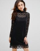 Jovonna Uptown High Neck Lace Dress - Black