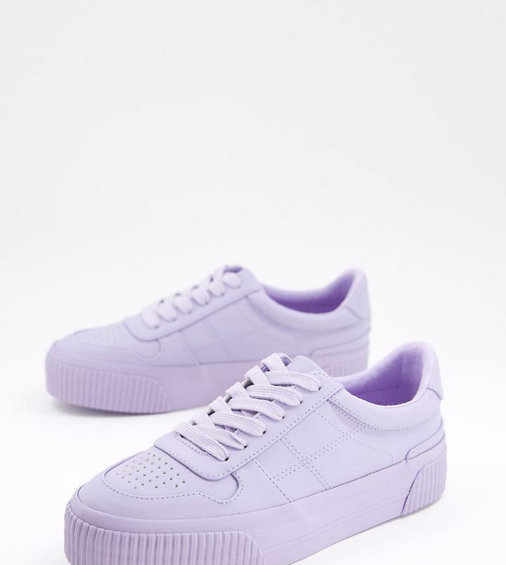 Asos Design Wide Fit Dekko Sneakers In Lilac-purple