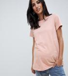 Asos Design Maternity Ultimate Crew Neck T-shirt In Pink - Yellow