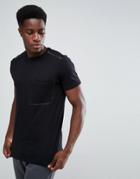 Stradivarius T-shirt With Sealed Pocket In Black - Black