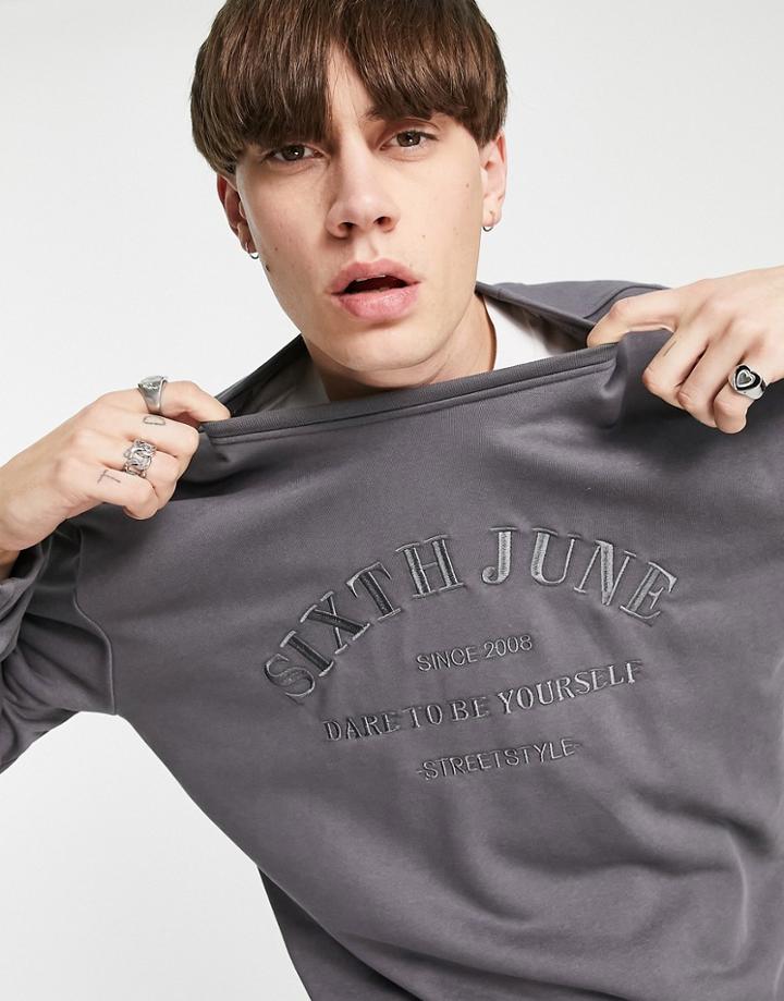 Sixth June Dare Embroidered Sweatshirt In Gray