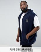 Loyalty And Faith Plus Zip Thru Vest Sleeveless Hoodie - Navy