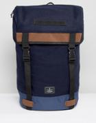 Asos Hiker Backpack In Navy Melton With Contrast Trims - Navy